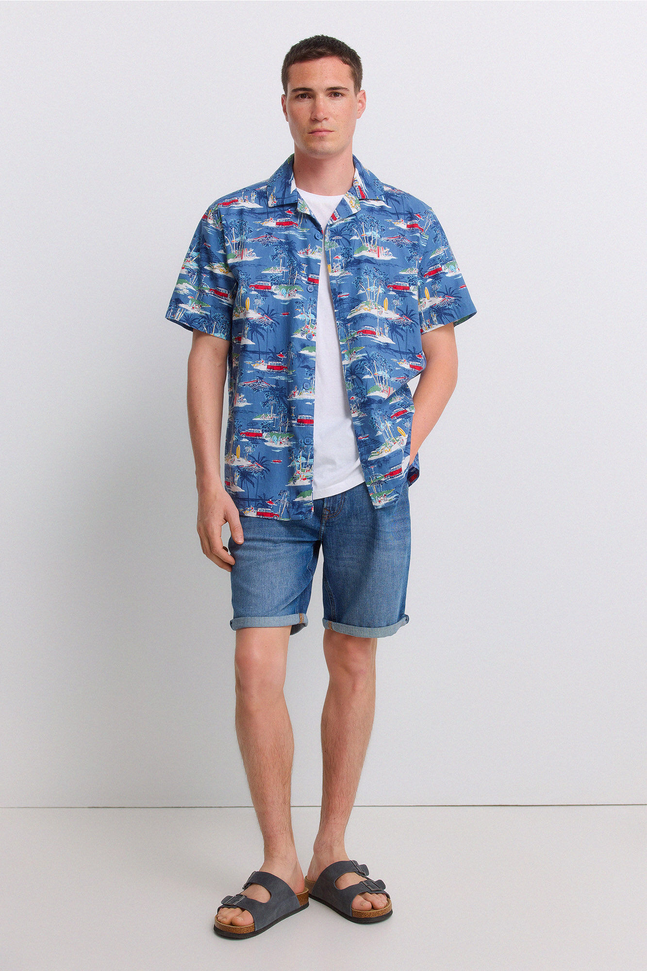 Springfield Camisa de manga corta bowling estampada