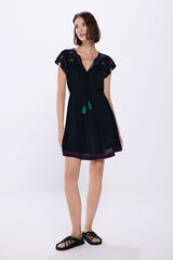 Springfield Vestido corto bordados bambula negro