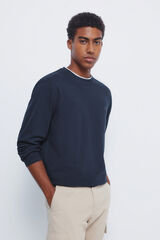 Springfield Playera de manga larga con doble mezcla azul