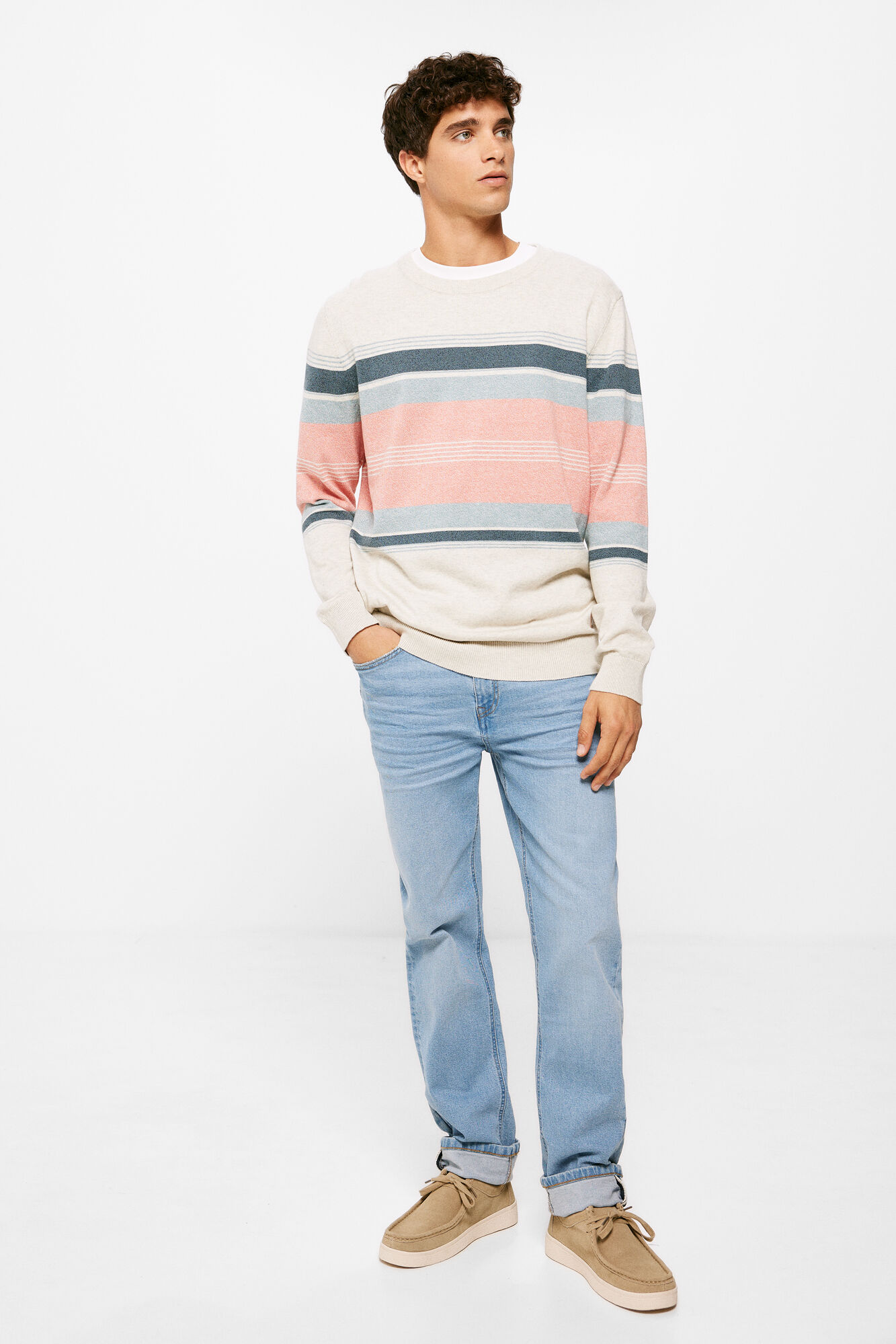 Springfield Su&eacute;ter fantas&iacute;a raya torzal gris