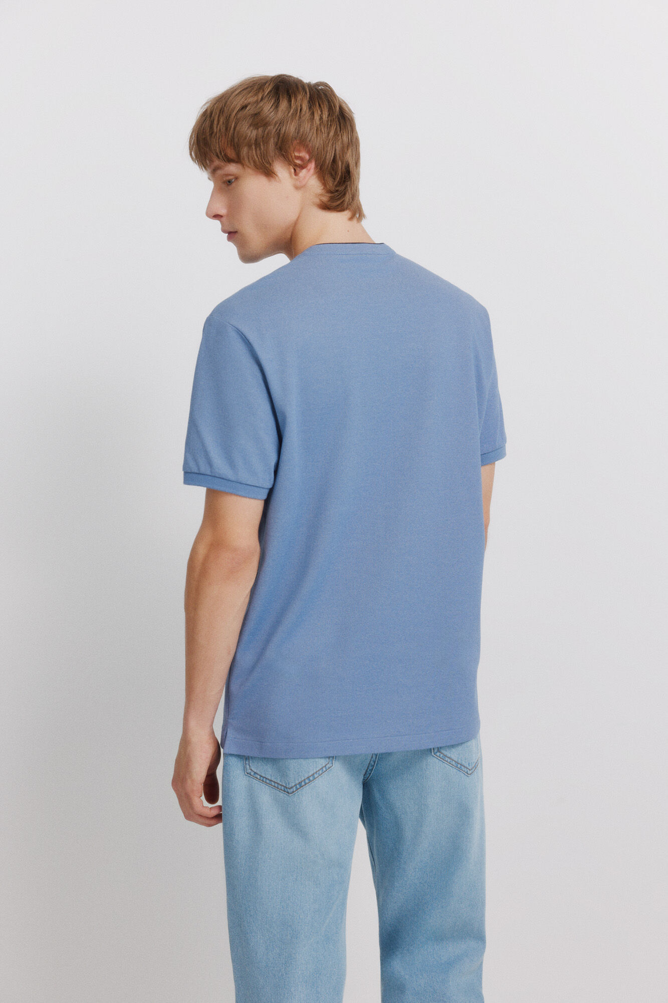 Springfield Polo de piqu&eacute; cuello mao slim fit azul