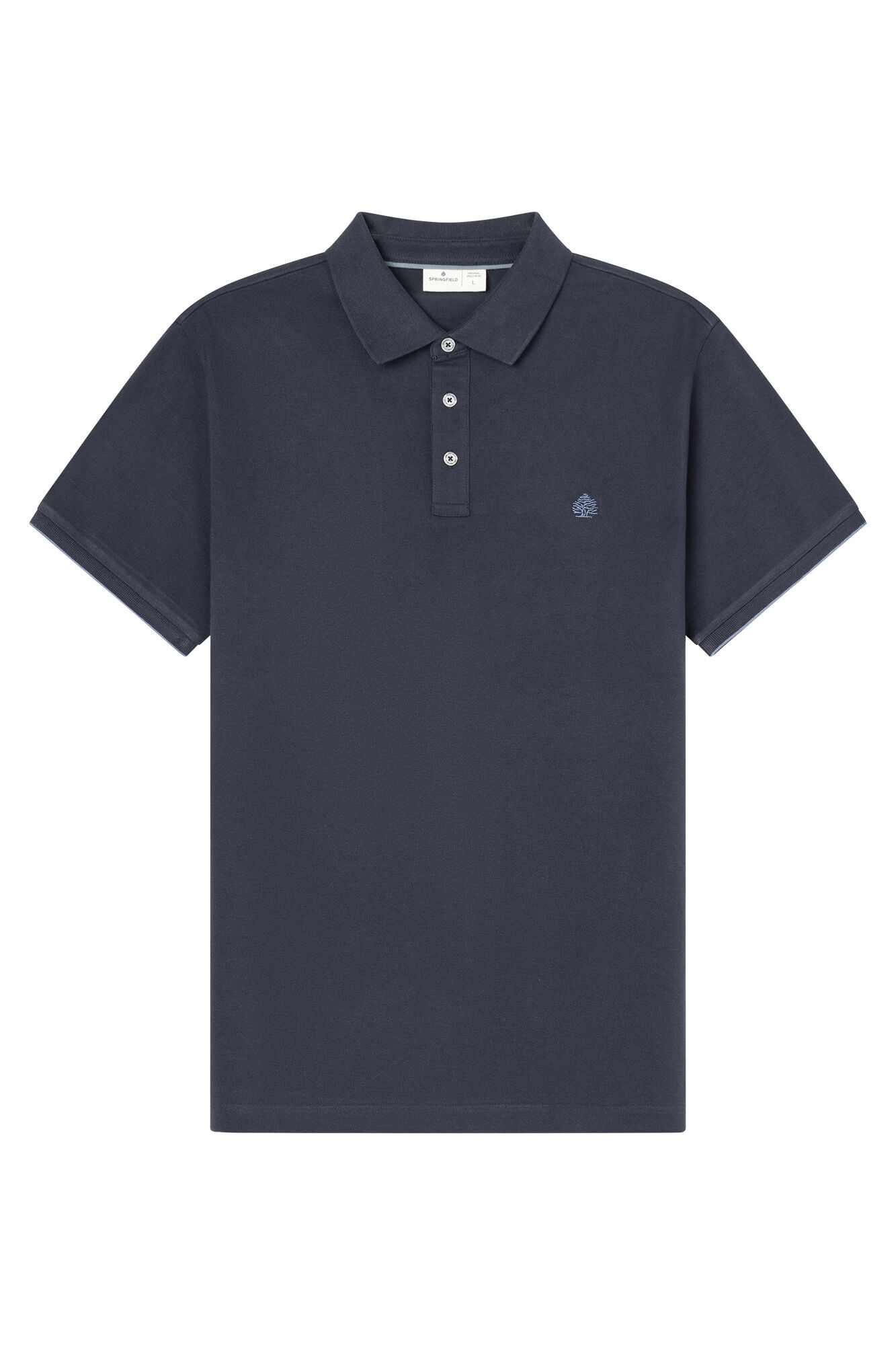 Springfield Polo piqu&eacute; de pu&ntilde;o de contraste slim fit azulado