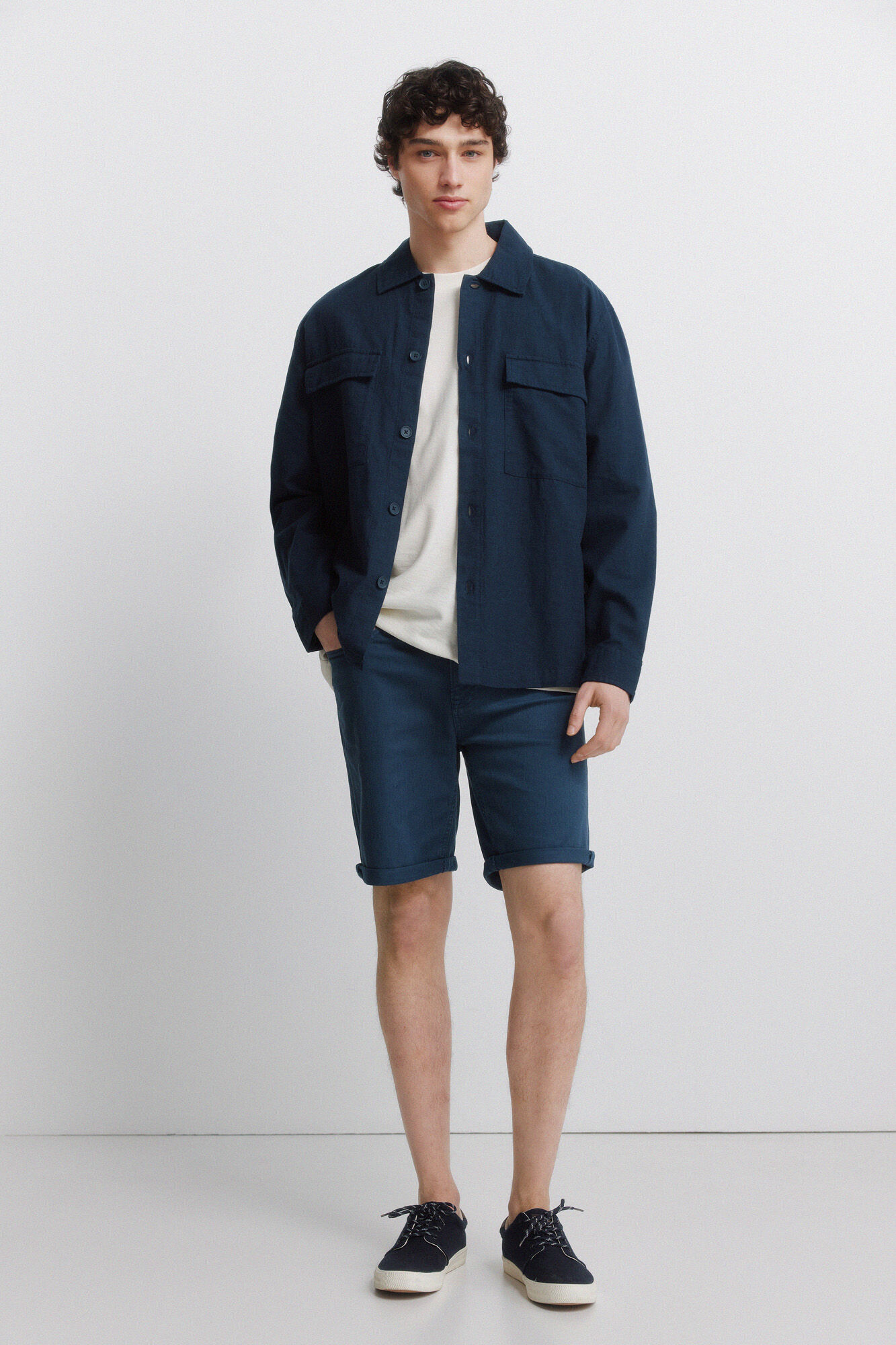 Springfield Bermudas de 5 bolsillos lavadas slim fit azul mezcla