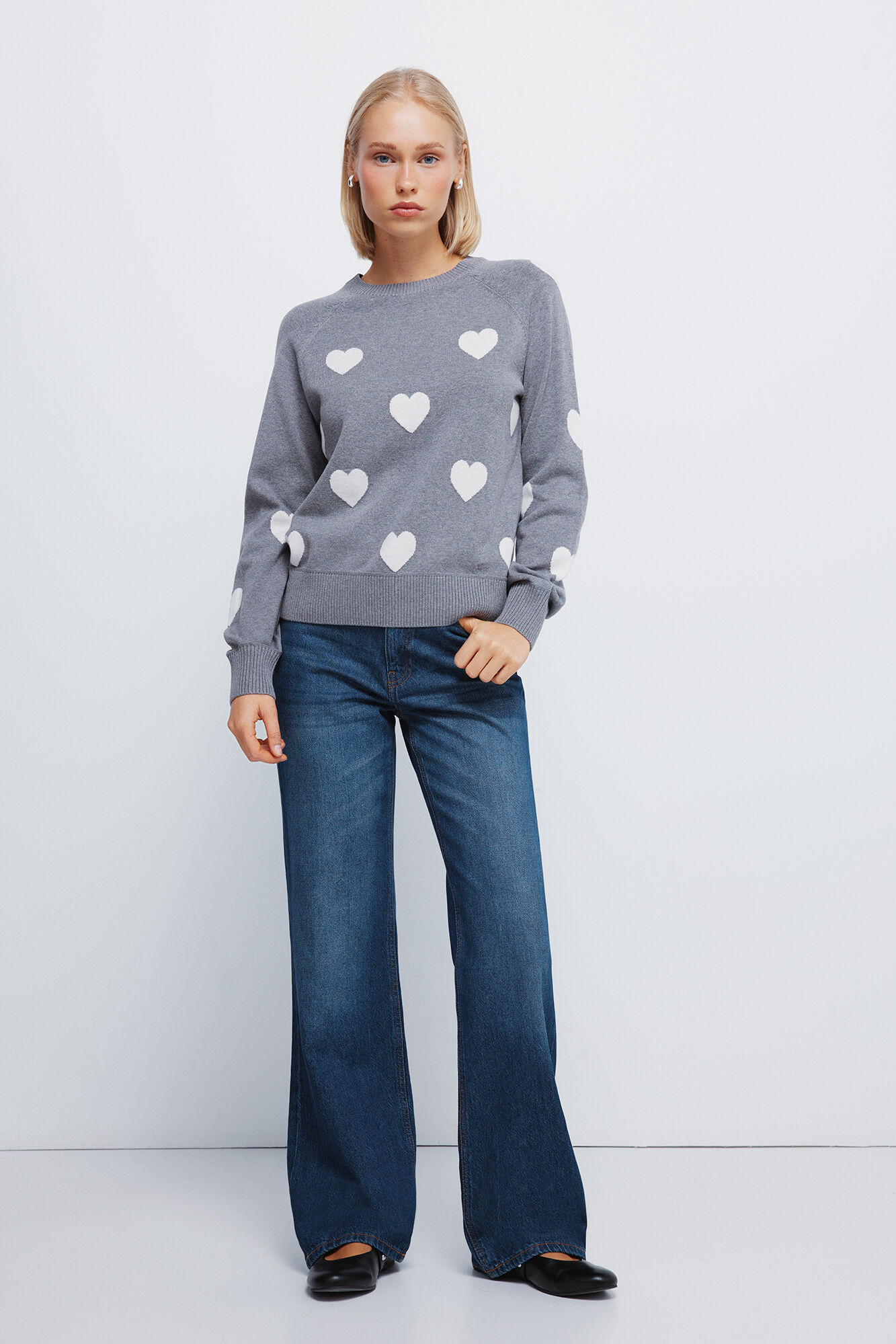 Springfield Jersey de corazones en intarsia gris