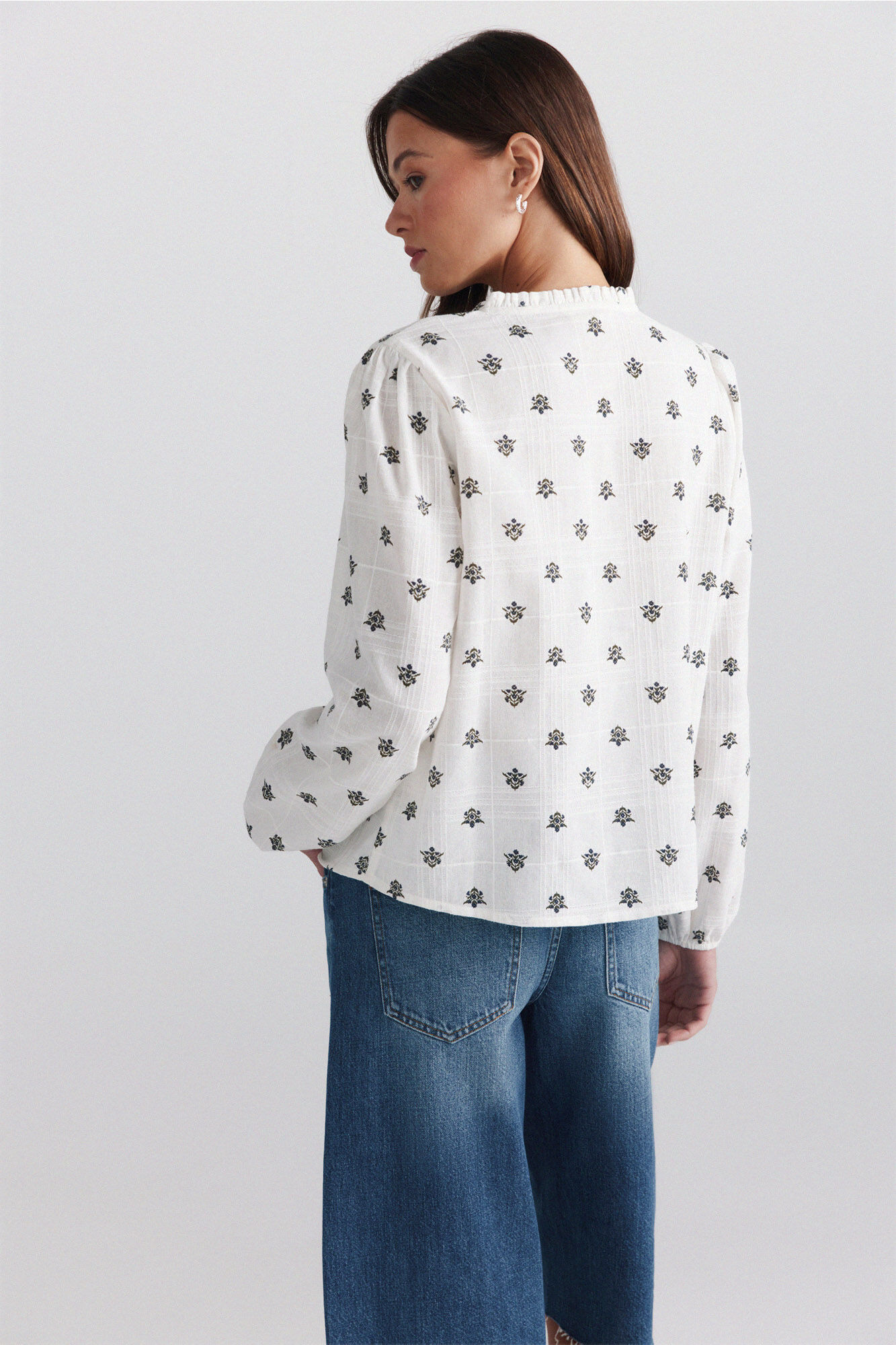 Springfield Camisa con estructura de volantes blanco