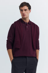 Springfield Polo básico de piqué de manga larga regular púrpura