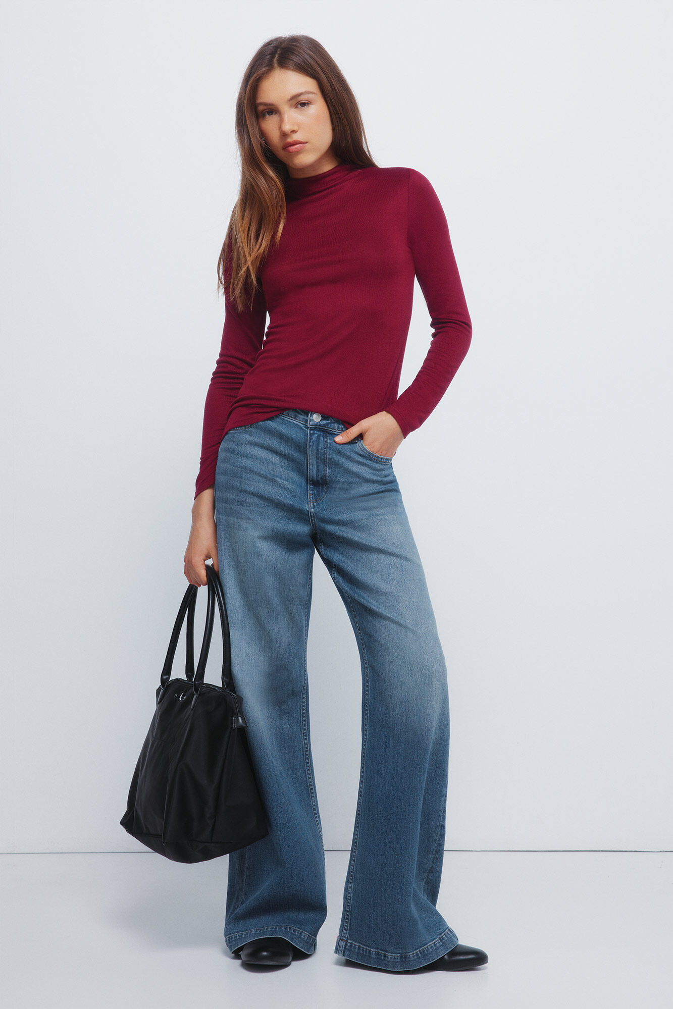 Springfield Playera de cuello Perkins de soft touch p&uacute;rpura