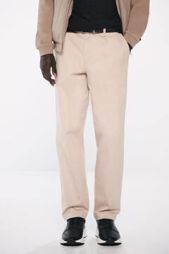 Springfield Pantalón pliegues wide fit beige
