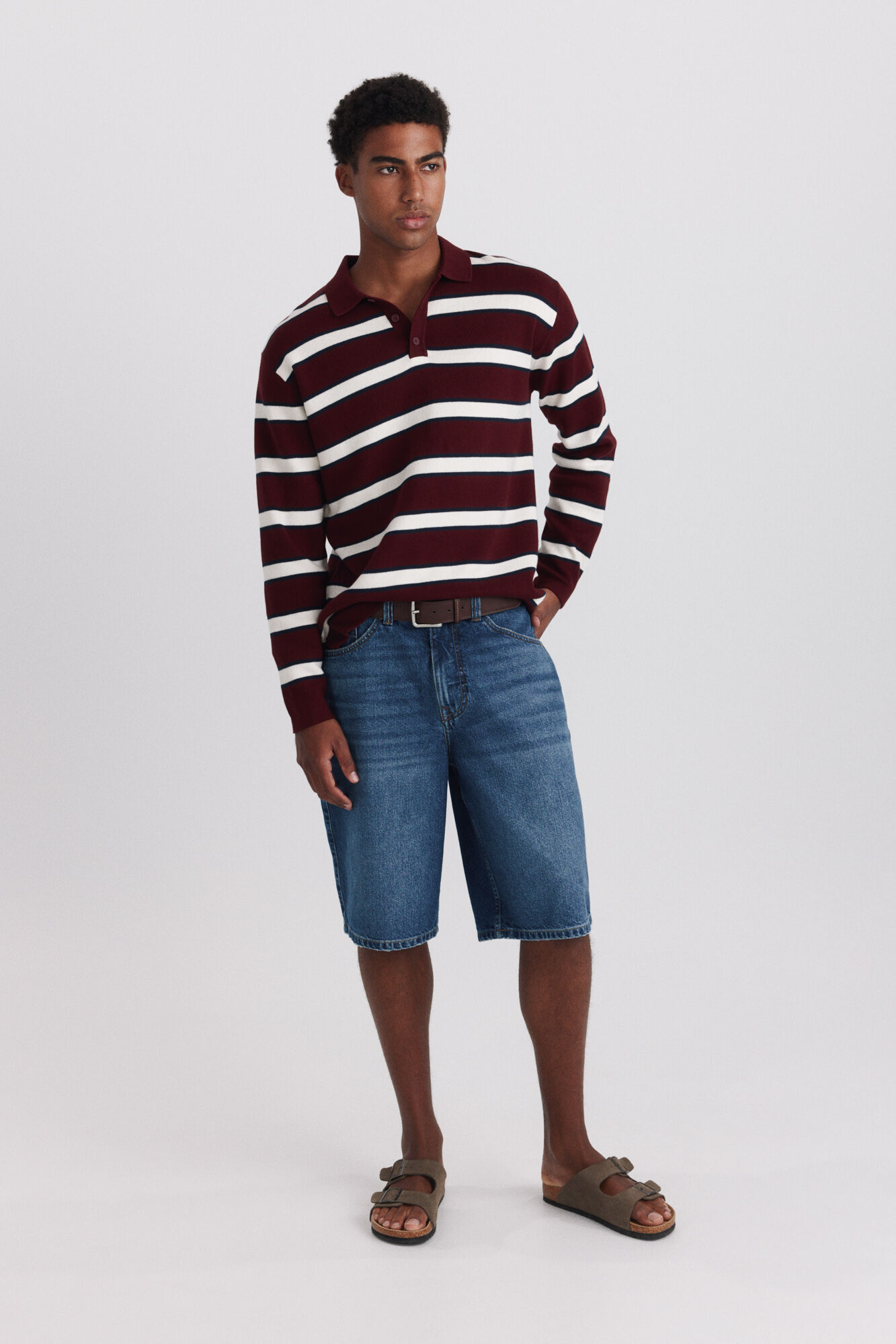 Springfield Polo manga larga de rayas jacquard rojo