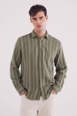 Springfield Camisa rústica rayas kaki