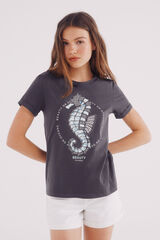 Springfield Playera gráfica marina gris