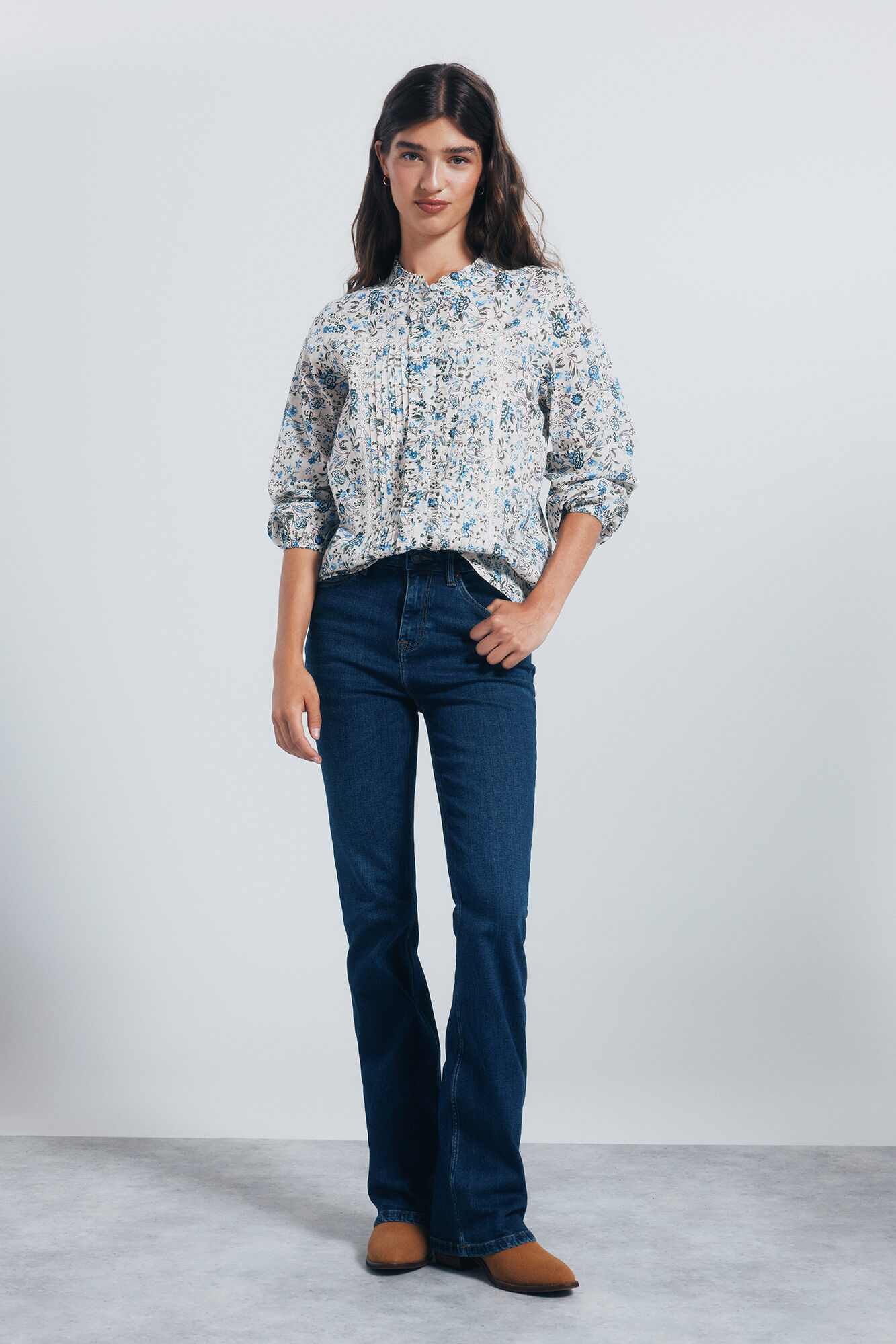 Springfield Blusa plumetti lace azul mezcla