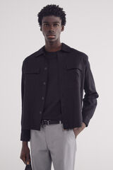 Springfield Sobrecamisa lino viscosa negro