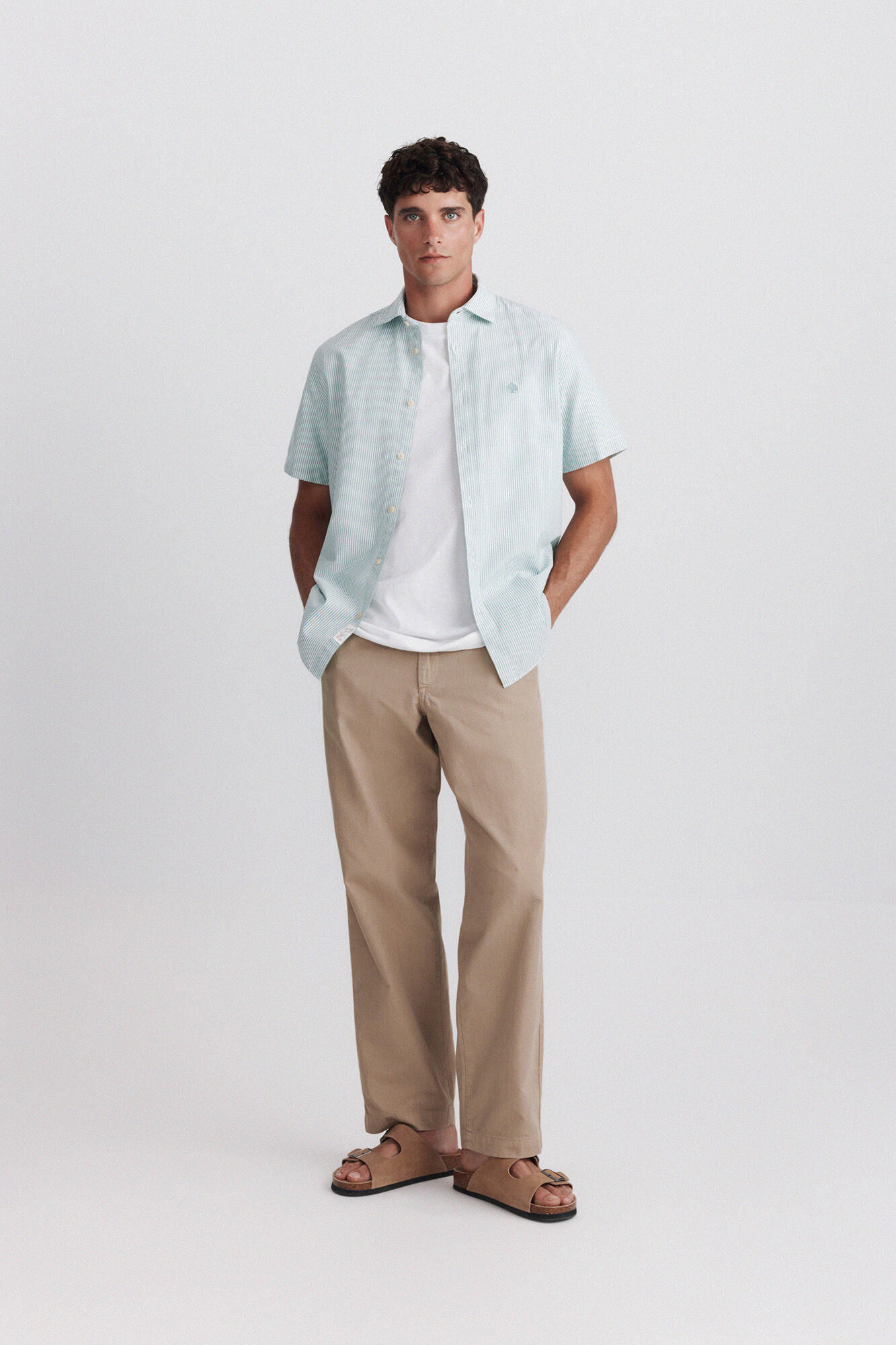Springfield Camisa de manga corta oxford a rayas