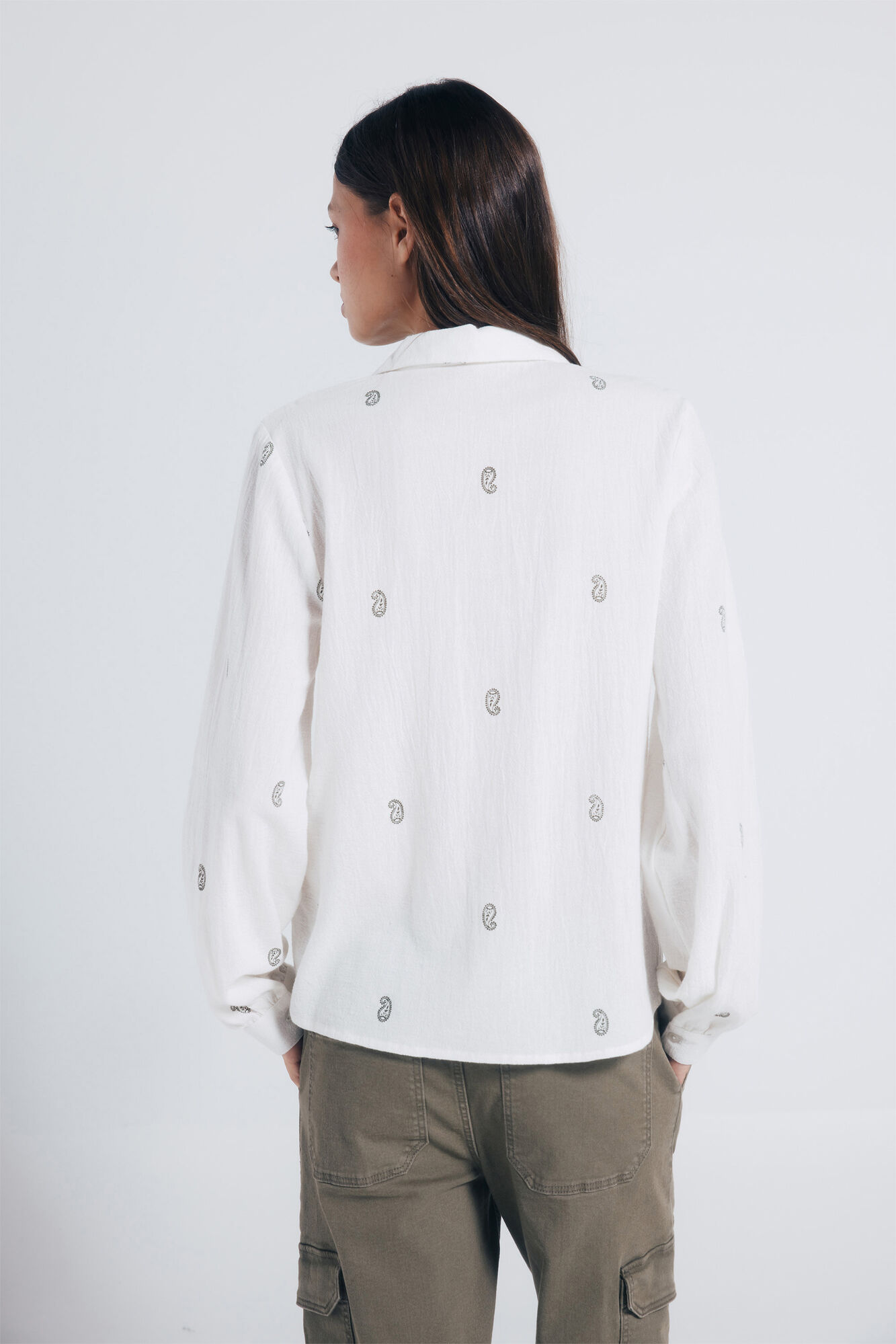 Springfield Camisa bordados lace caf&eacute;