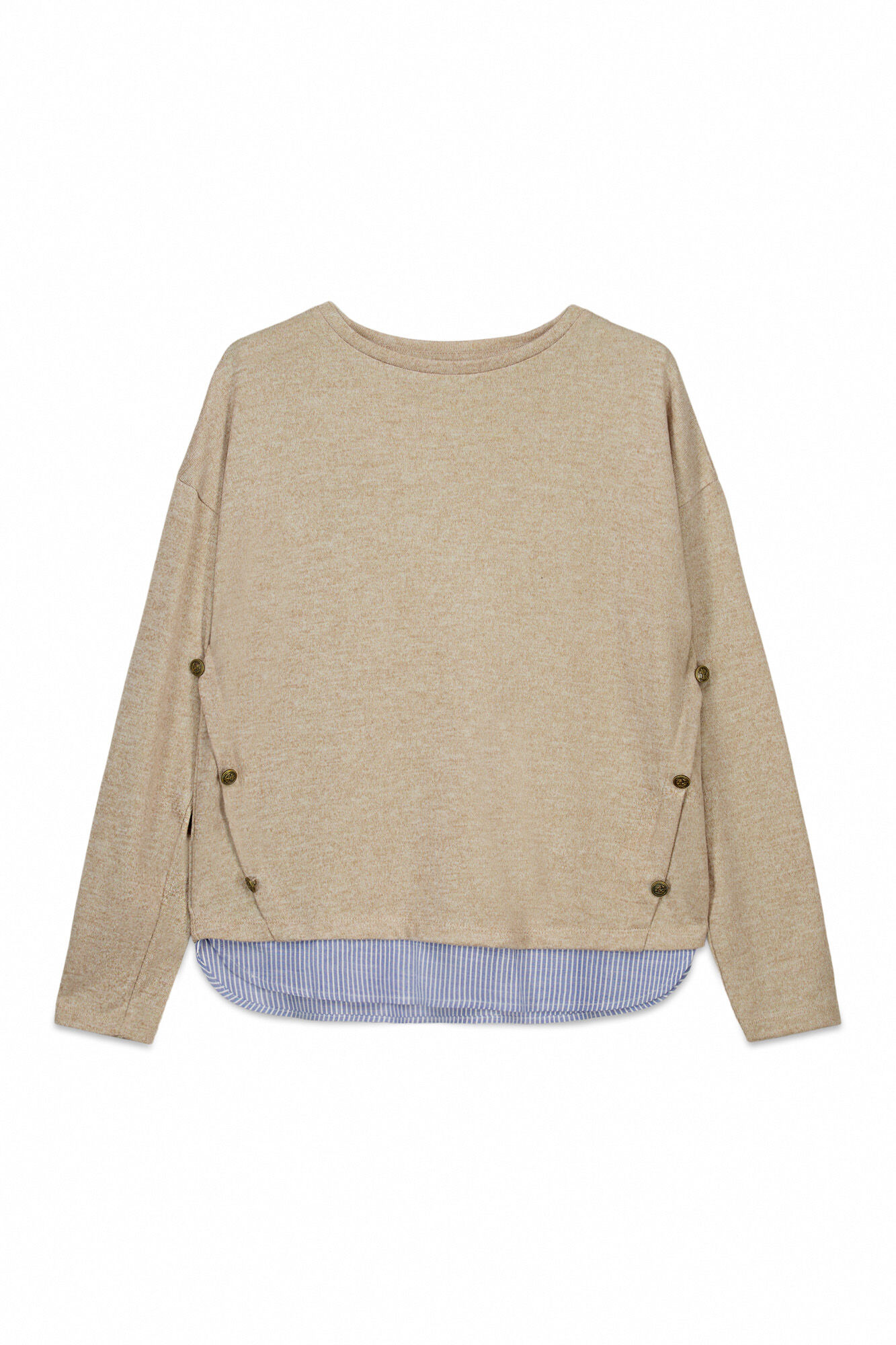 Springfield Playera combinada con botones laterales beige