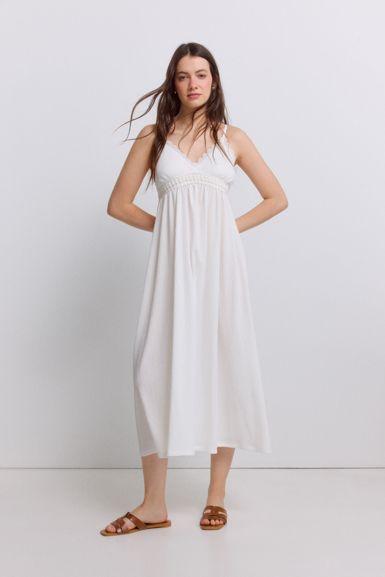 Springfield Vestido midi de tirantes de crochet
