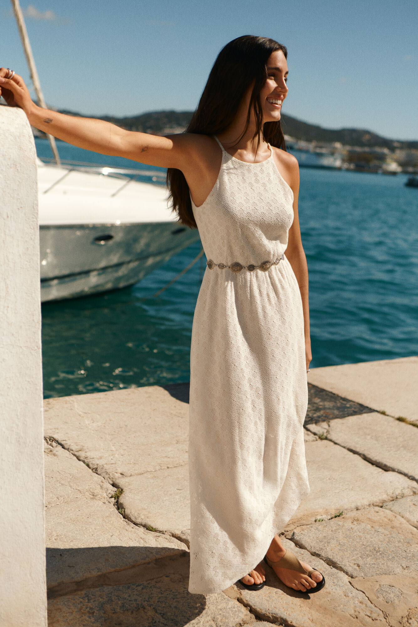 Springfield Vestido midi halter bordado