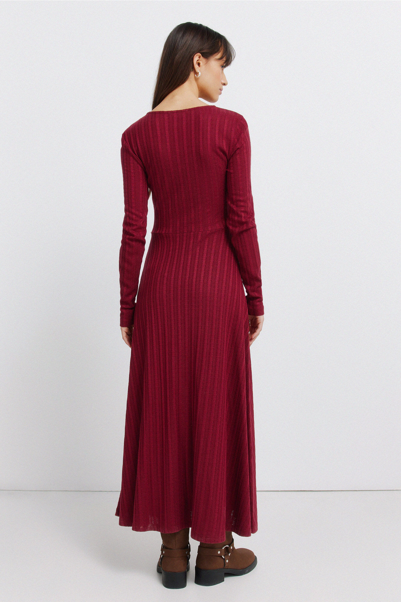 Springfield Vestido midi de tejido rojo p&uacute;rpura