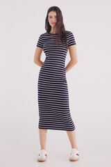 Springfield Vestido midi rayas marino