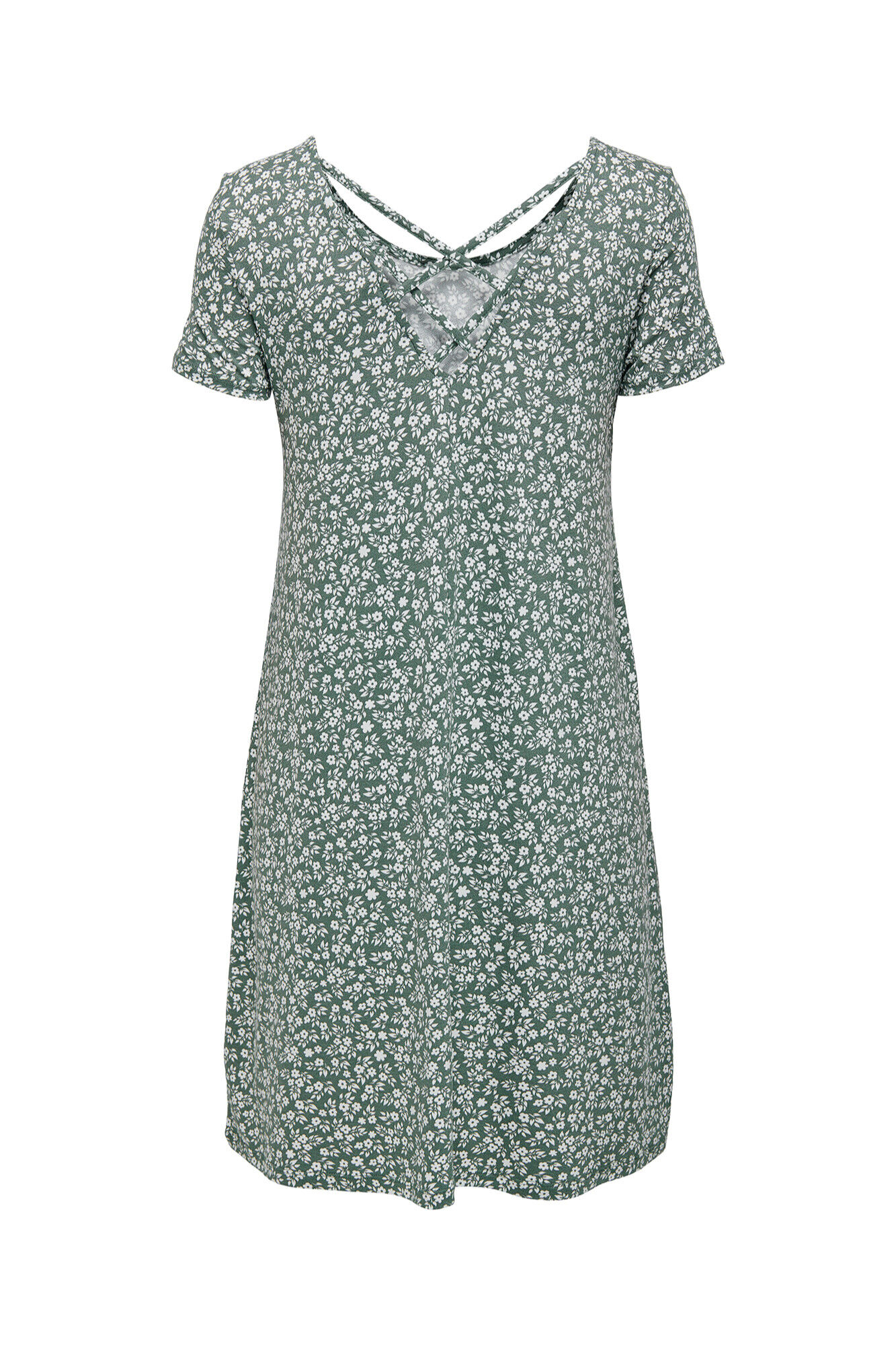 Only Vestido corto manga corta verde