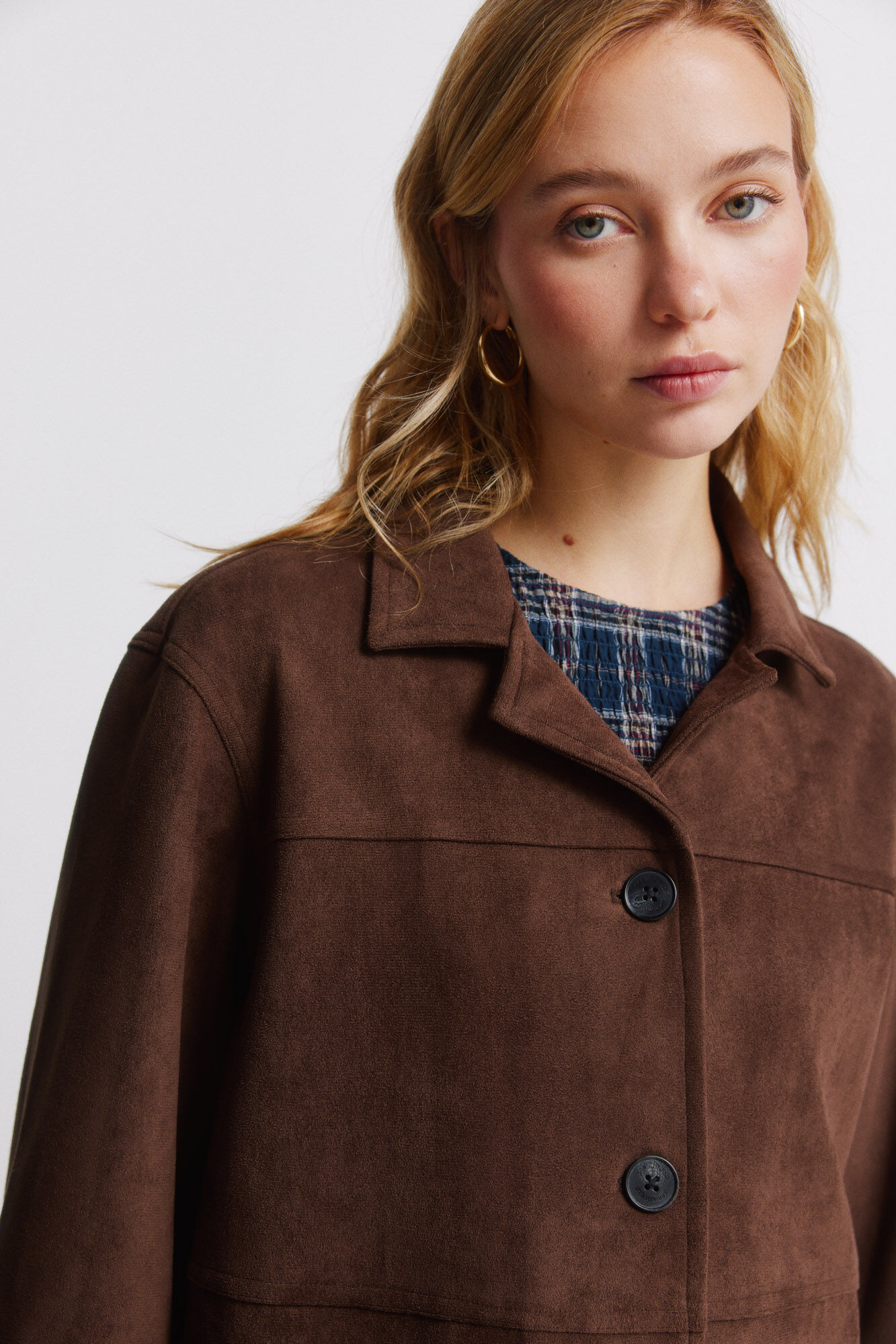 Springfield Chamarra de gamuza sint&eacute;tica con bolsillos nude