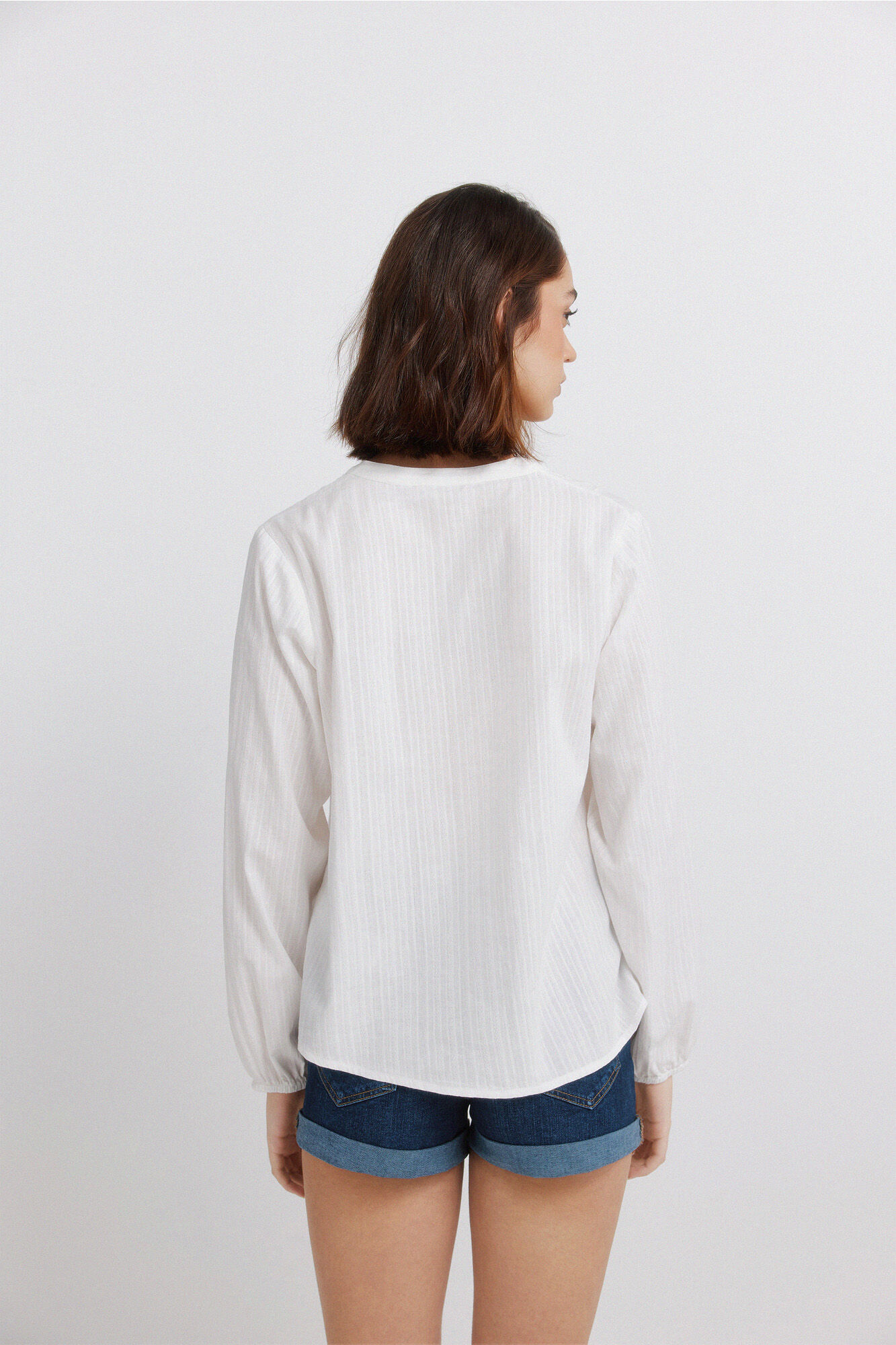 Springfield Blusa manga larga bordada blanco