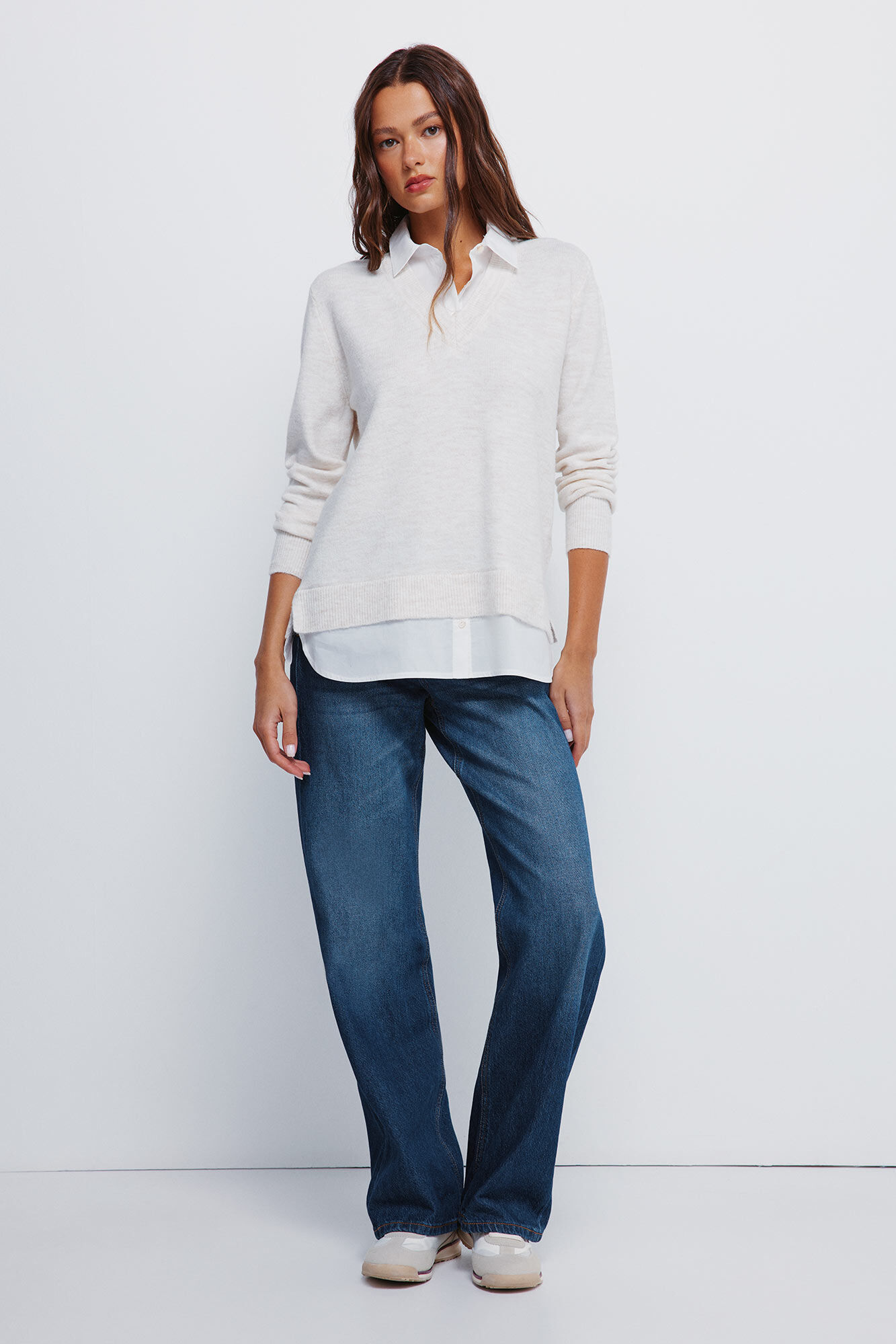 Springfield Su&eacute;ter combinado camisero blanco