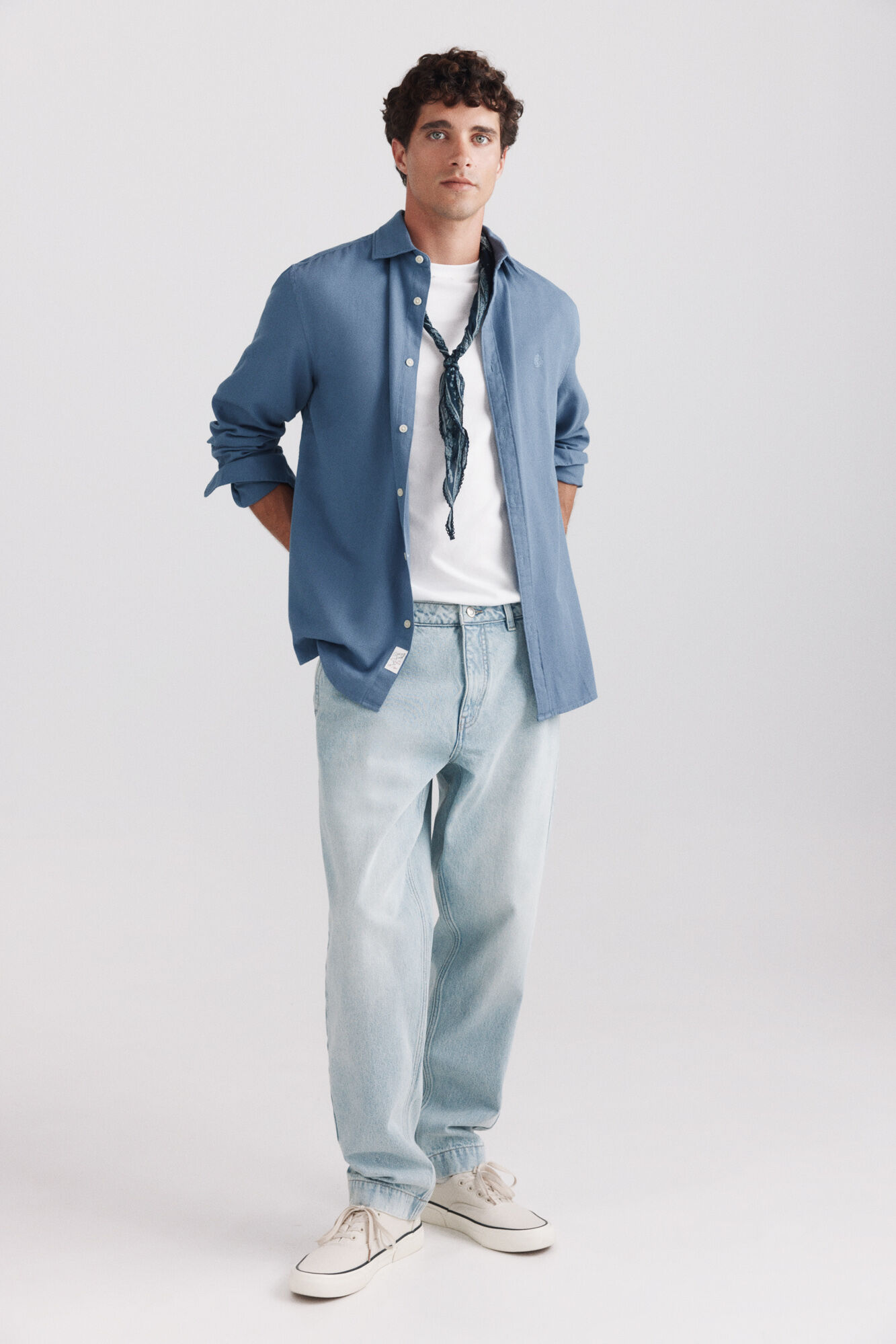 Springfield Camisa de estructura azul