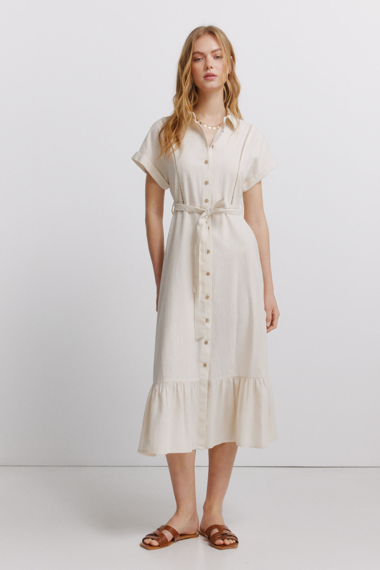 Springfield Vestido camisero de lino