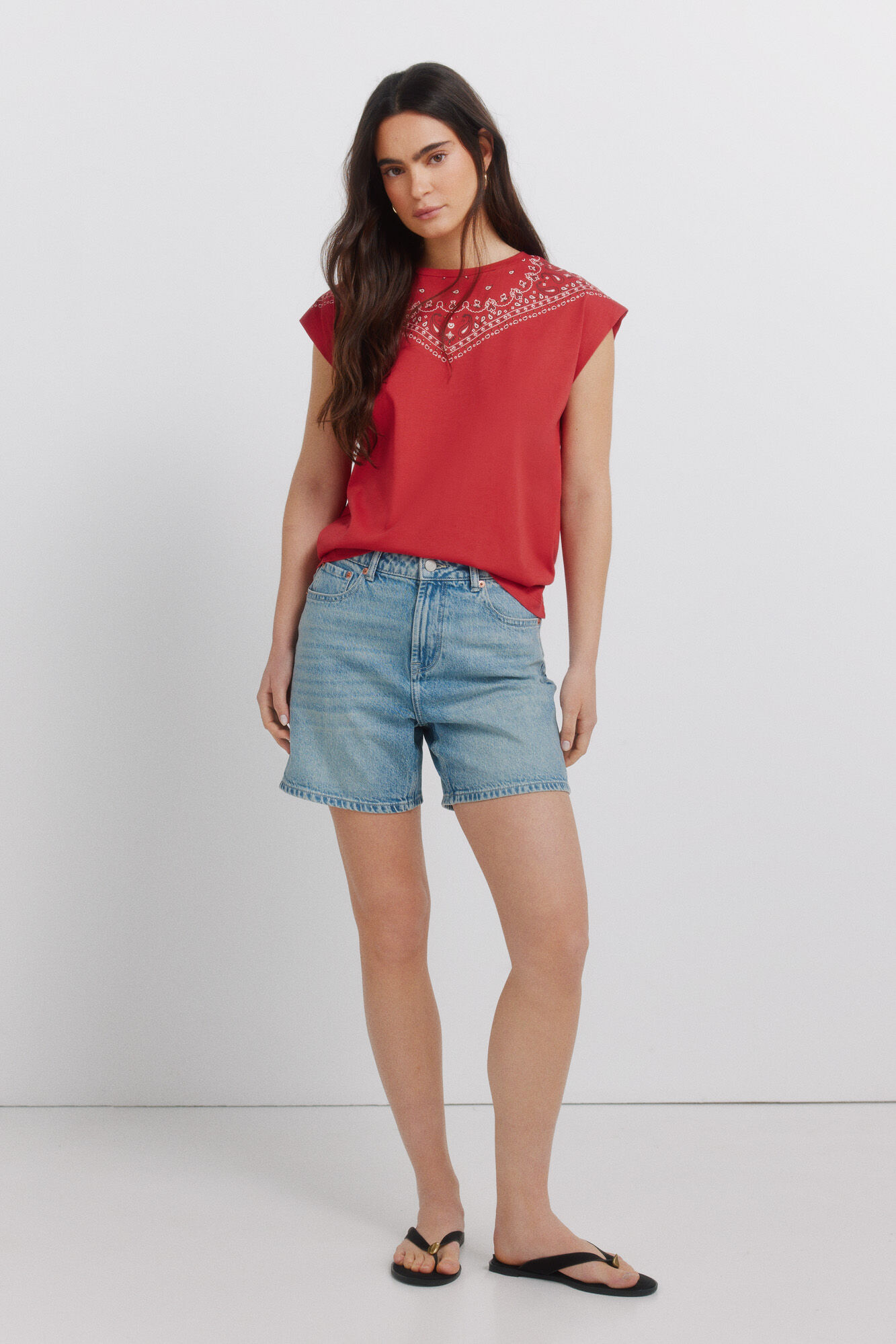 Springfield Playera de algod&oacute;n bandana rojo