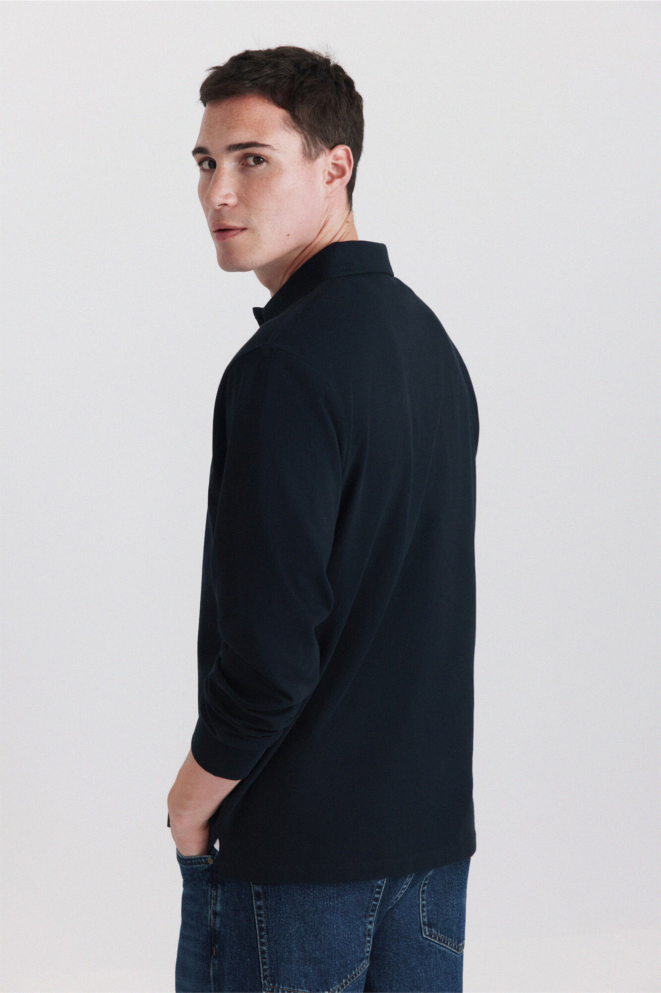 Springfield Polo de piqu&eacute; de manga larga regular fit azul