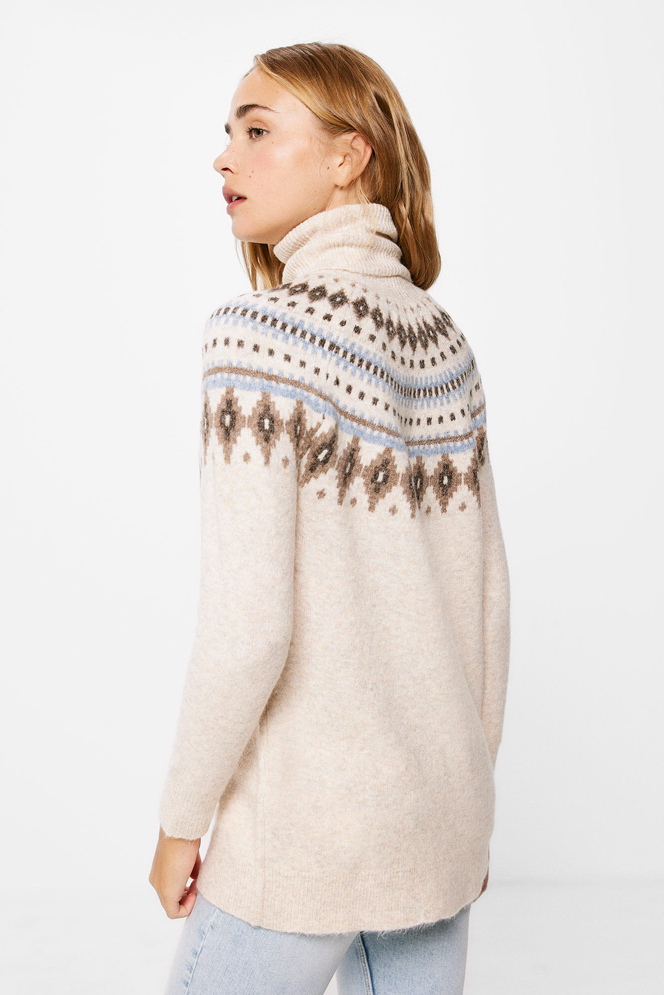 Springfield Su&eacute;ter Largo Jacquard Cenefas caf&eacute;