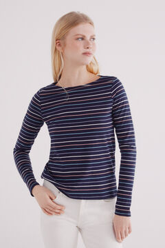 Springfield Playera rayas cuello barca algodón marino