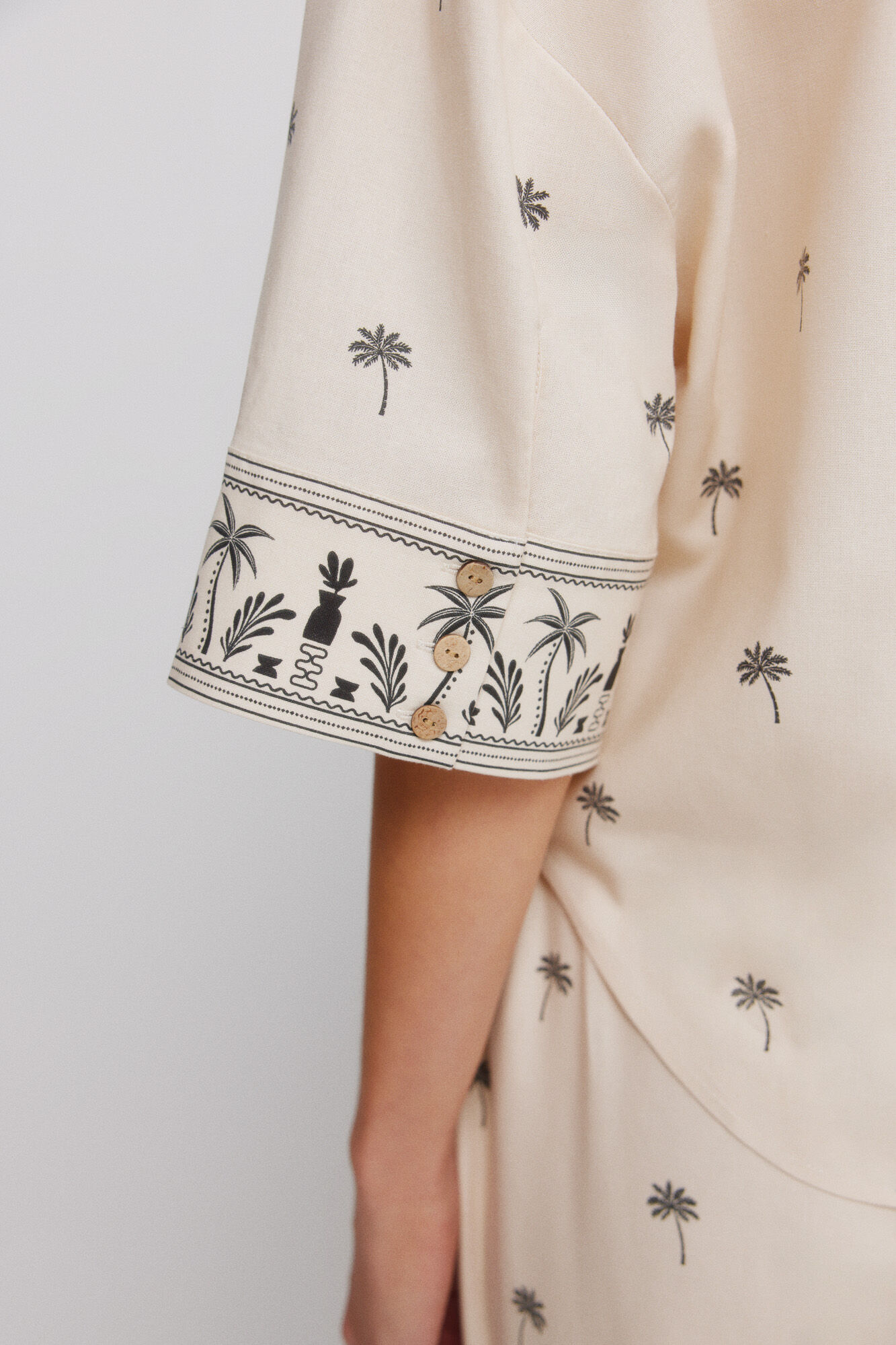 Springfield Camisa de manga corta oversize de lino caf&eacute;