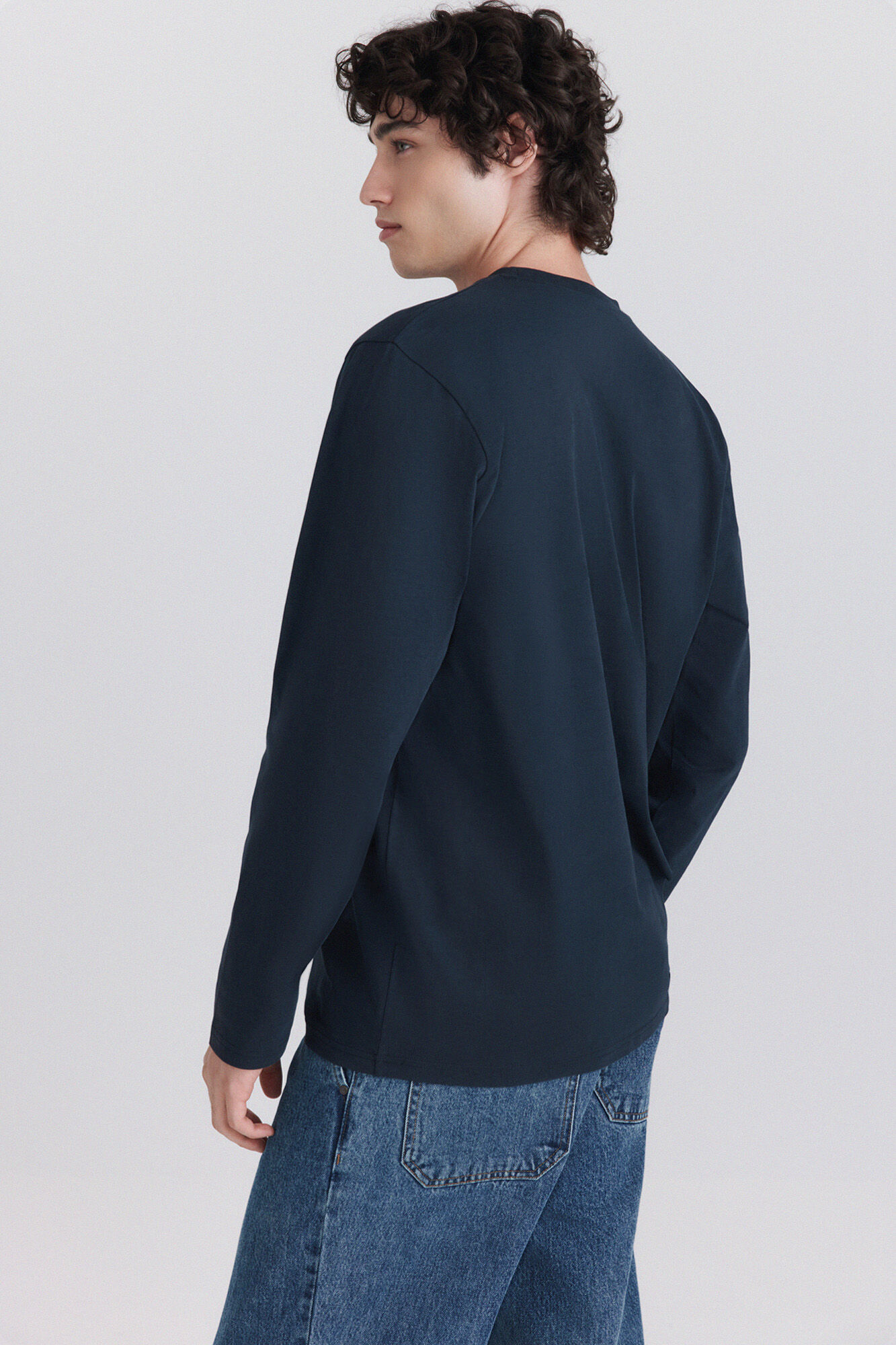 Springfield Camisa b&aacute;sica de manga larga suave azul