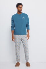Springfield Pijama larga de manga ranglán larga con pantalón de coche azul