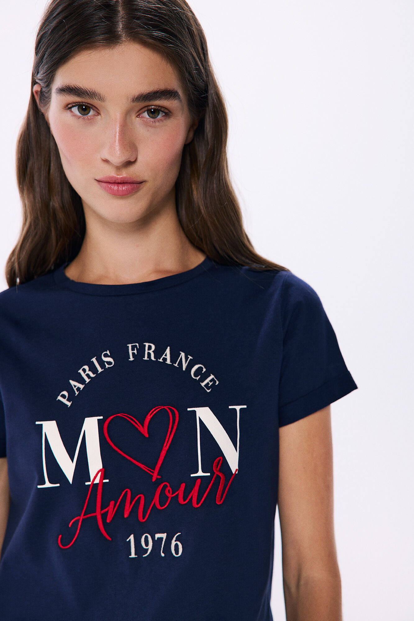 Springfield Playera gr&aacute;fica algod&oacute;n manga vuelta azulado