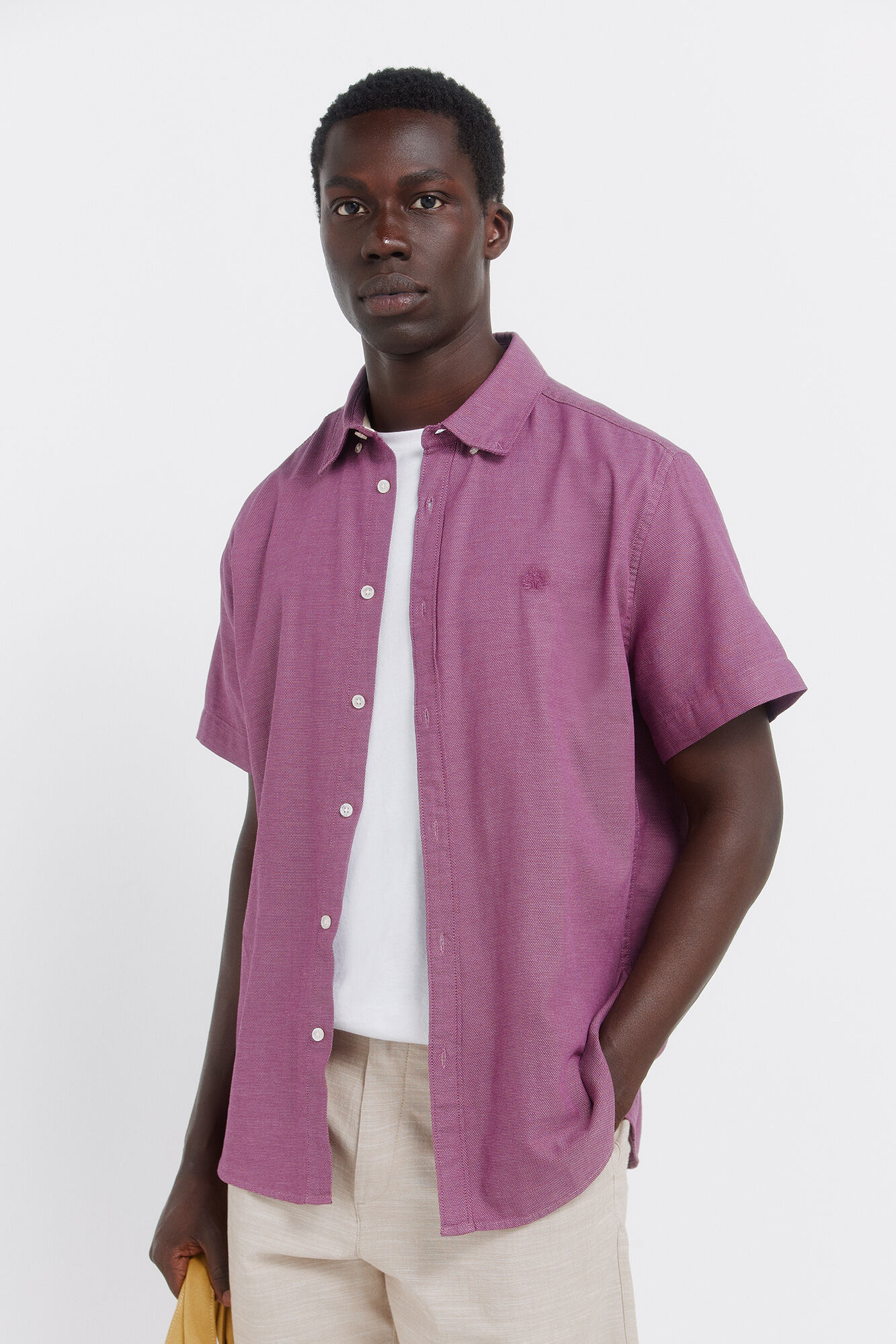Springfield Camisa de manga corta con estructura bicolor
