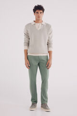 Springfield Pantalón 5 bolsillos ligero lavado slim fit verde