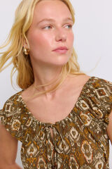 Springfield Top de crochet con flecos khaki