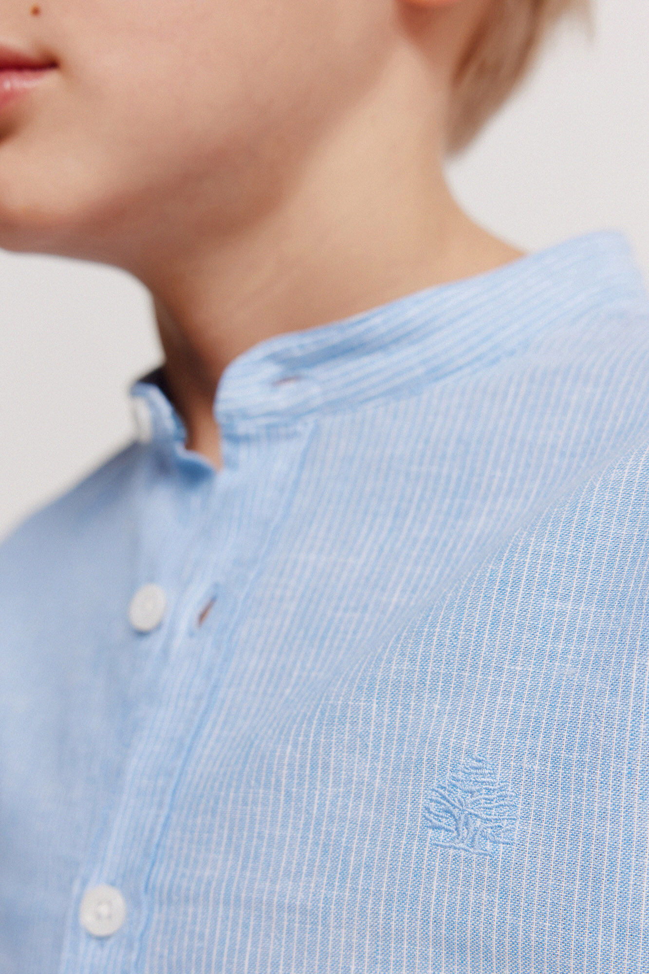 Springfield Kids Camisa cuello mao a rayas de lino para ni&ntilde;o azul