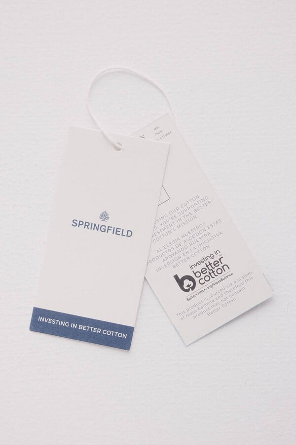 Springfield Camisa mao 3/4 seersucker rayas azul tinta