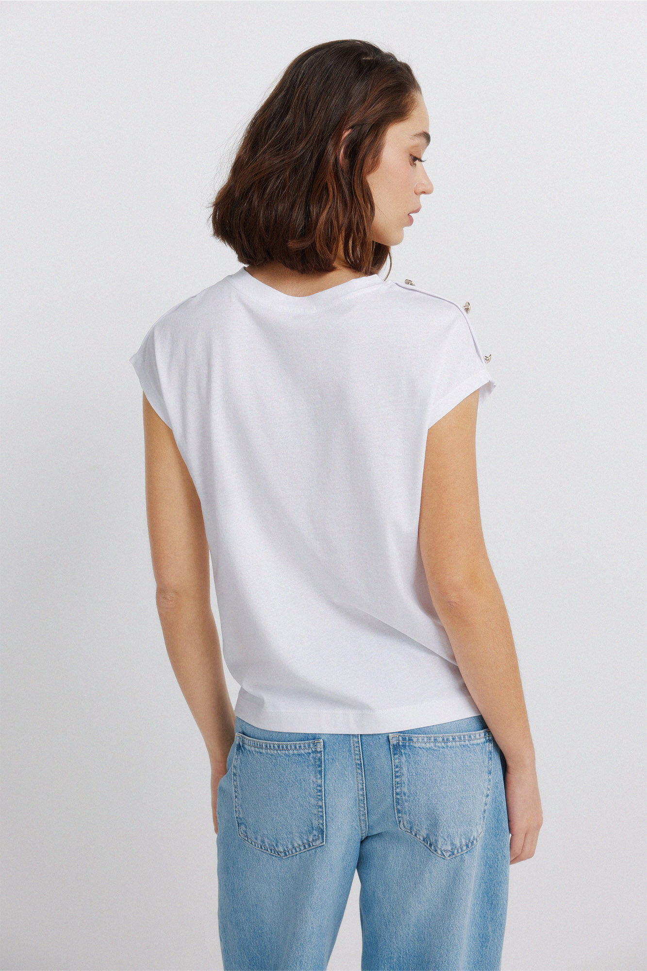Springfield Playera de manga corta con botones natural