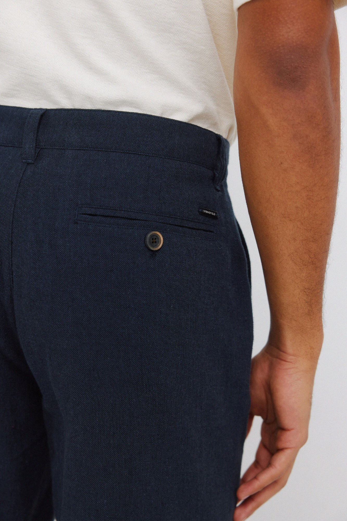 Springfield Bermudas dobby comfort fit de lino azul