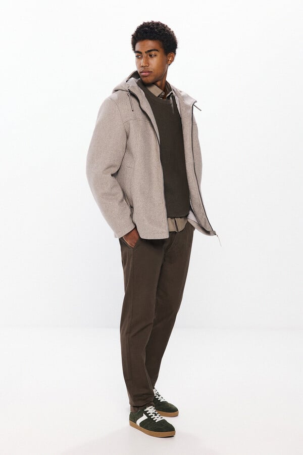 Springfield Parka corta efecto lana café