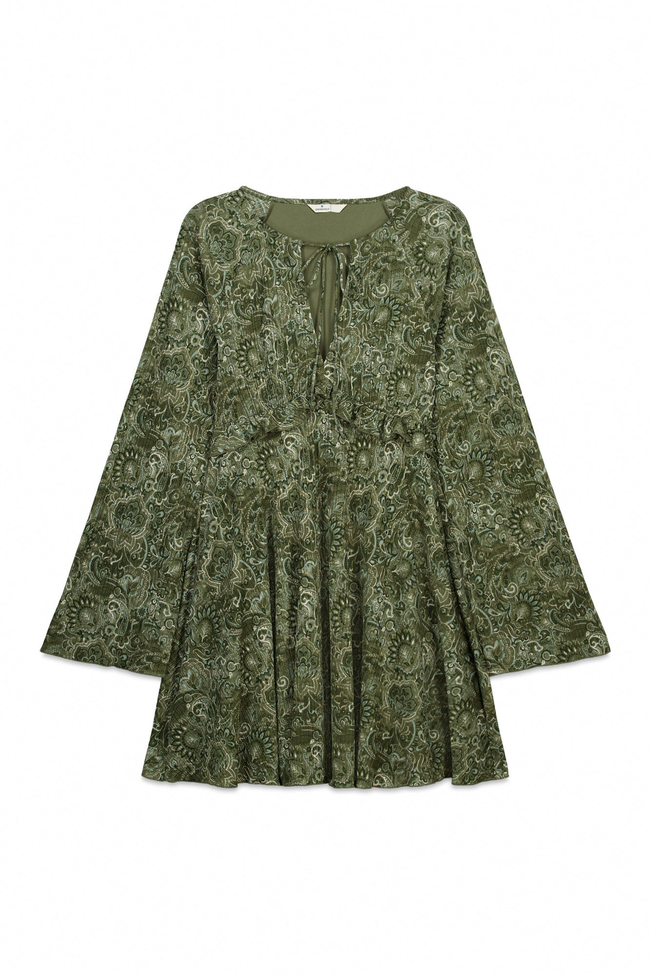 Springfield Vestido corto estampado verde khaki