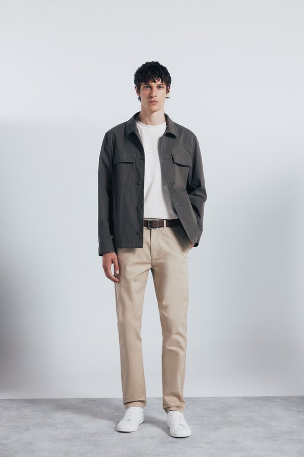 Springfield Pantalón slim fit lavado beige