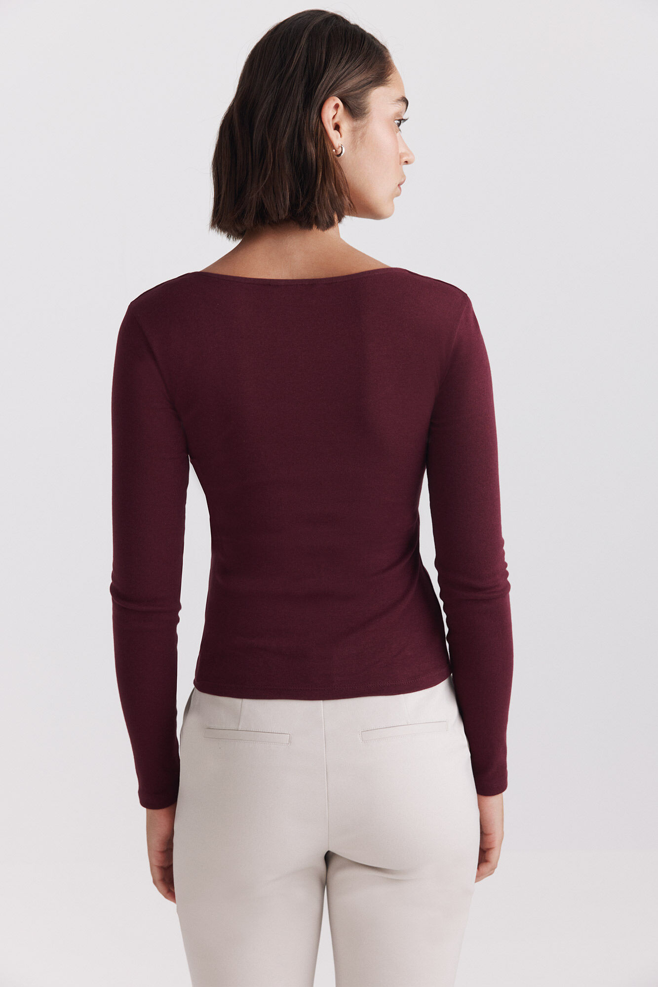 Springfield Playera de cuello cuadrado de algod&oacute;n p&uacute;rpura