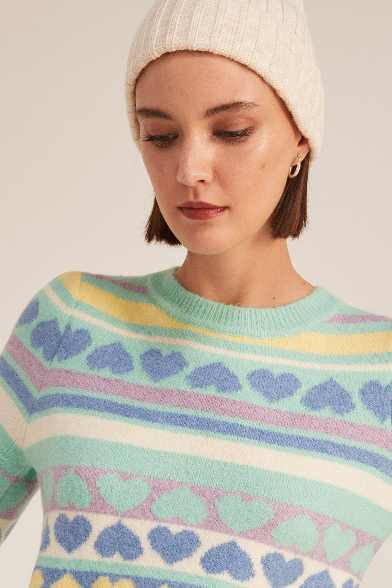 Springfield Su&eacute;ter Jacquard Corazones azul indigo